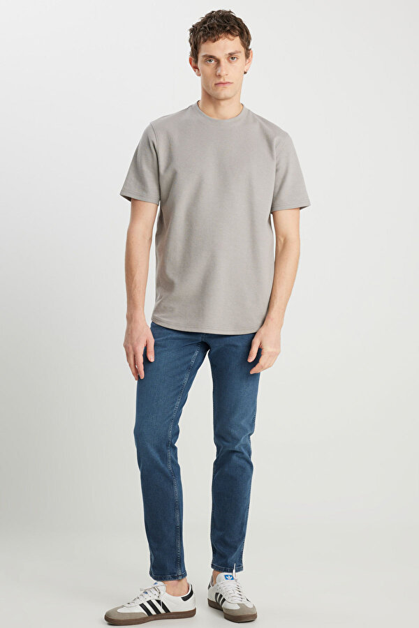 Wrangler Relaxed Fit Dokulu Bas Gri Erkek Kısa Kol T-Shirt