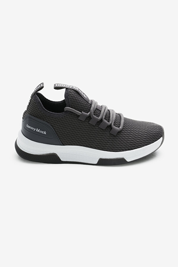 Tonny Black Unisex Koyu Gri Nefes Alabilen Kumaş Poli Taban Bağcıklı Spor Ayakkabı