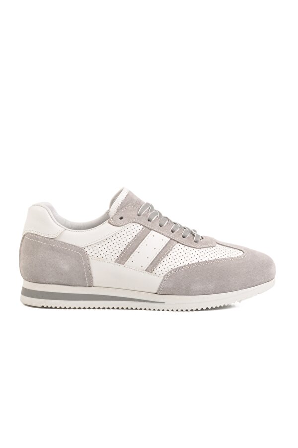 A Spor Aspor Gri Hakiki Deri Erkek Sneaker