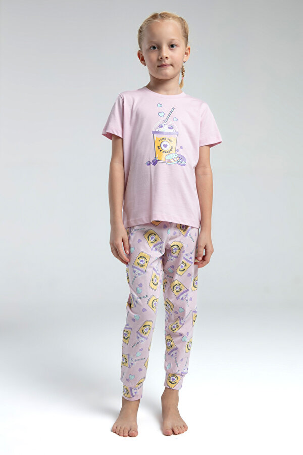 Toontoy Kids 14102 Toontoy Kız Çocuk Komple Baskılı Pijama Takım 14102