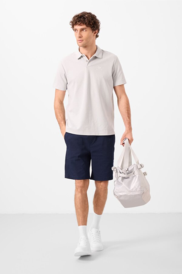 TOMMYLIFE Lacivert Standart Fit Dokuma Hafif Esnek Chino Erkek Şort - 81292