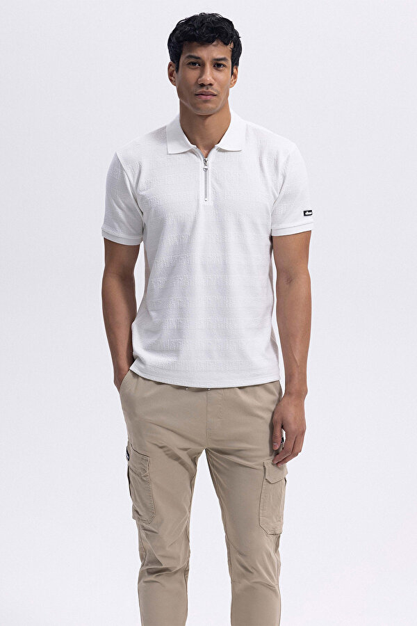 Erkek Polo Yaka T Shirt EM493-OF BEYAZ
