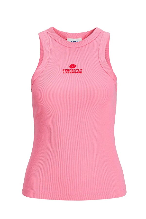 Jjxx JXFOREST STR SL RIB EMB T Pembe Kadın Kısa Kol T-Shirt