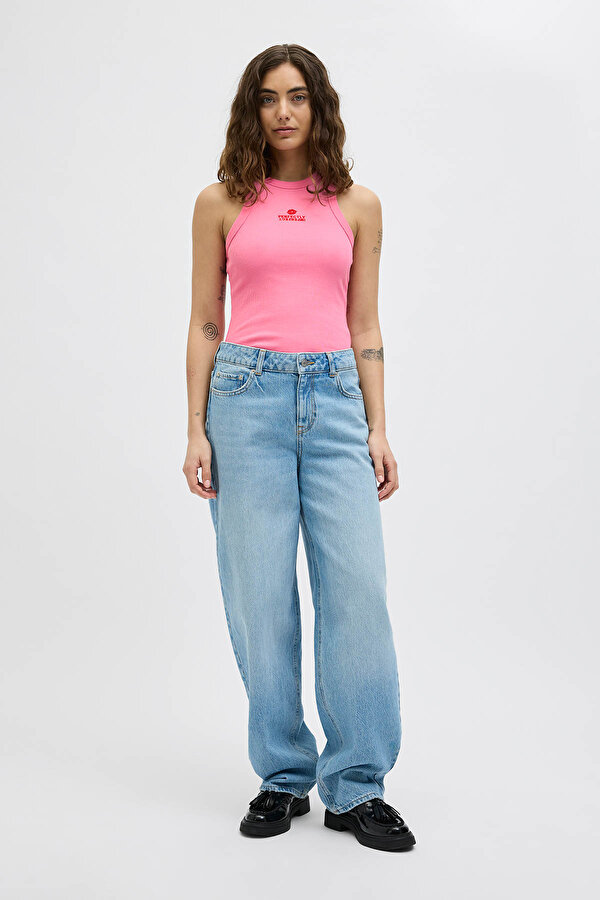 Jjxx JXFOREST STR SL RIB EMB T Pembe Kadın Kısa Kol T-Shirt