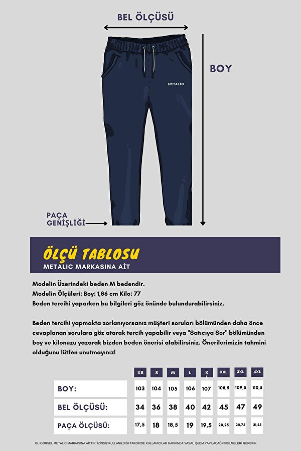 mmetalic Siyah Arka Cepli Etiket Detaylı Düz Paça Erkek İçi Pamuklu Eşofman Altı