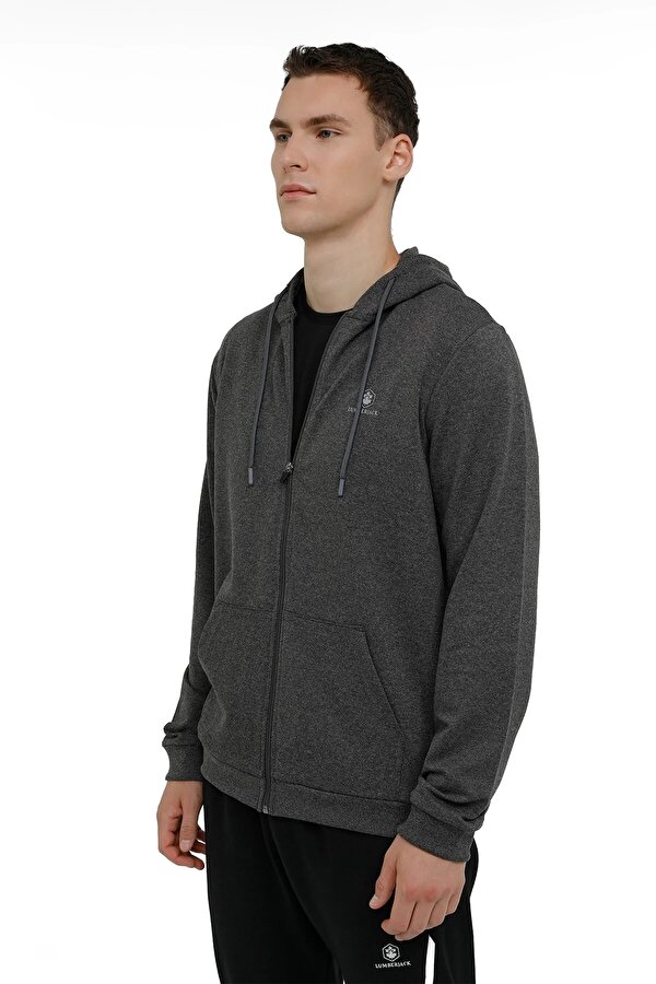 Lumberjack M-Sn72 Basic Full Zip Hoo Anthracite Melange Man Single Top