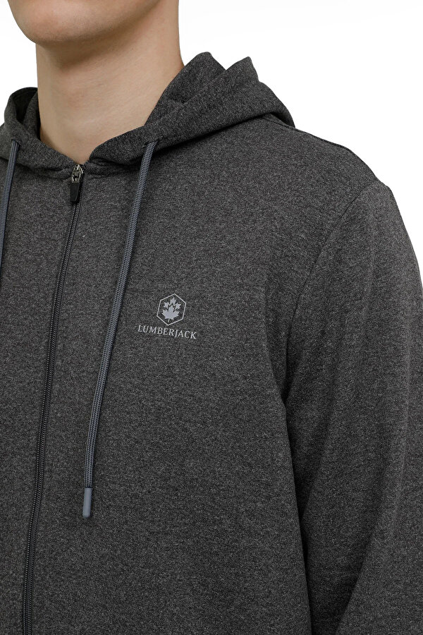 Lumberjack M-Sn72 Basic Full Zip Hoo Anthracite Melange Man Single Top