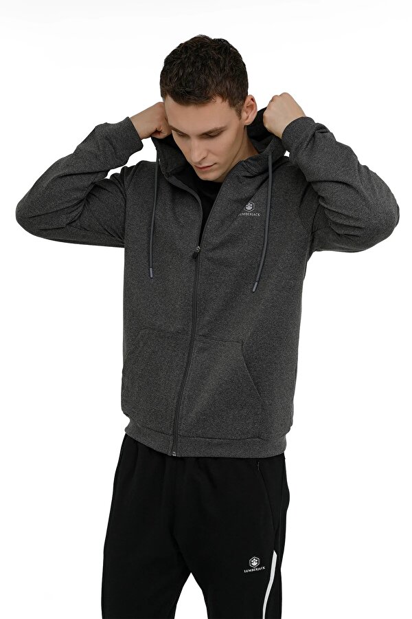 Lumberjack M-Sn72 Basic Full Zip Hoo Anthracite Melange Man Single Top