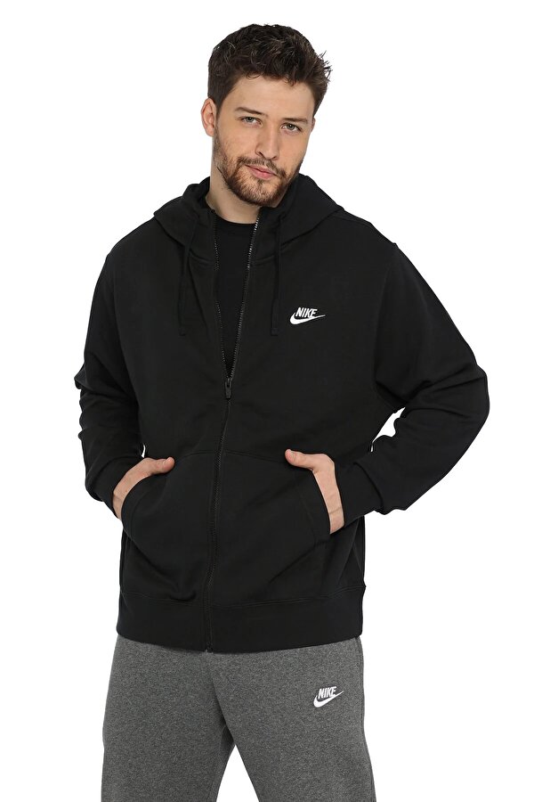 Nike M Nsw Club Hoodie Fz Ft Черный Мужчина Толстовка На Молнии