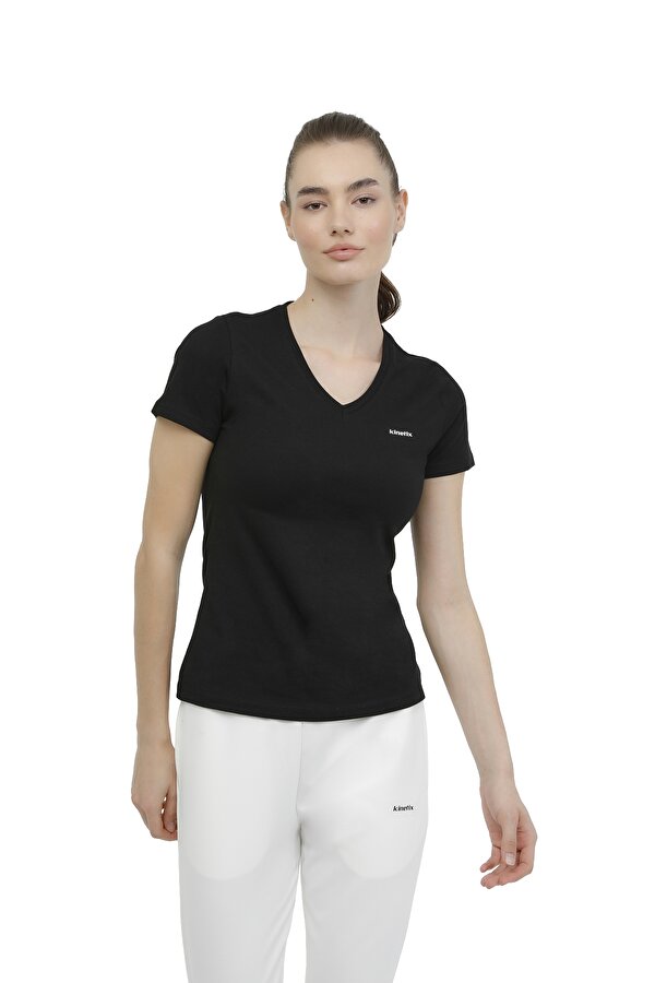 Kinetix Wb V Neck 11Sn227 4Fx Черный Женщина Футболка