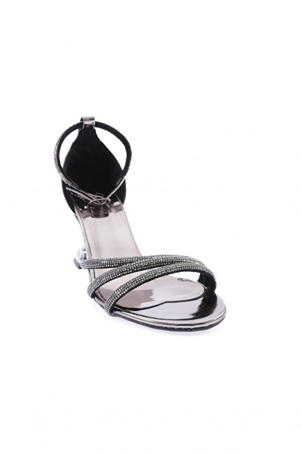 DGN Bar-05-23Y Kadin Silver Taşli Bantli Kadeh Topuklu Ayakkabi