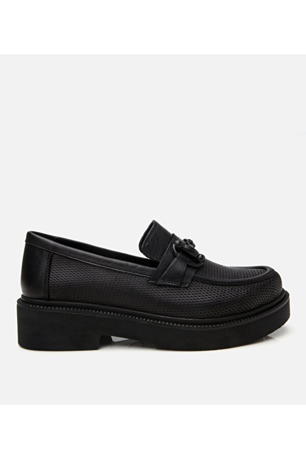 Hotiç Kadın Deri Siyah Tokalı Klasik Loafer