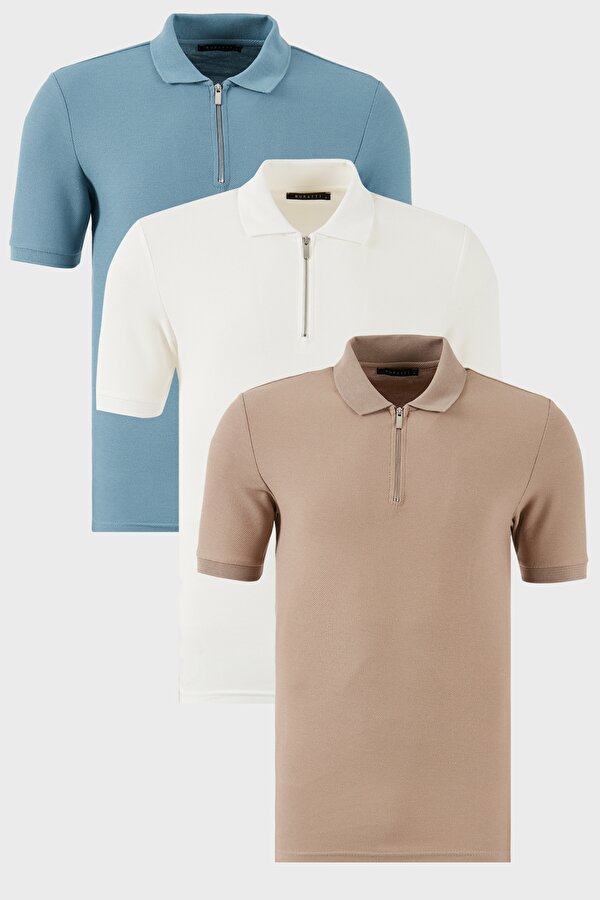 Buratti Erkek Polo Yaka T Shirt 5902434S3 Ekru-Vizon-Mavi