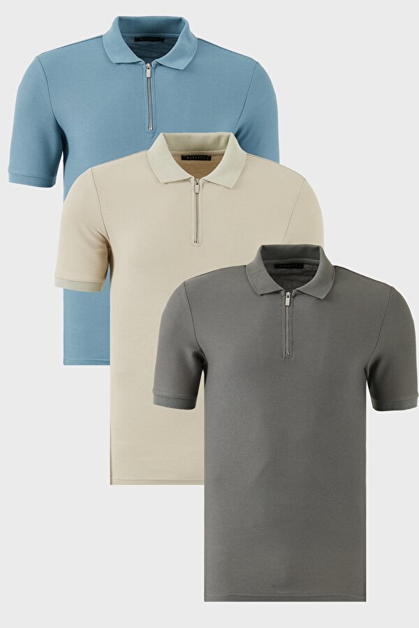 Buratti Erkek Polo Yaka T Shirt 5902434S3 Taş-Açık Haki-Mavi