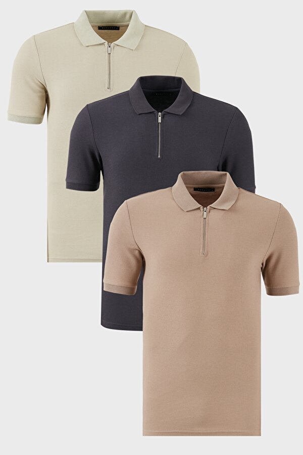 Buratti Erkek Polo Yaka T Shirt 5902434S3 Taş-Antrasit-Vizon