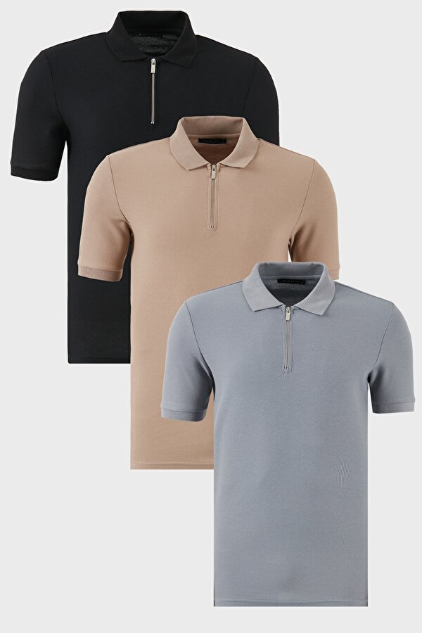 Buratti Erkek Polo Yaka T Shirt 5902434S3 Siyah-Gri-Vizon