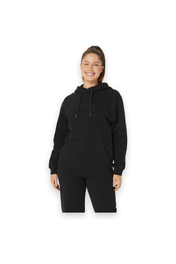 asics 2032C845  Logo Oth Hoodie Siyah Kadın Sweatshirt
