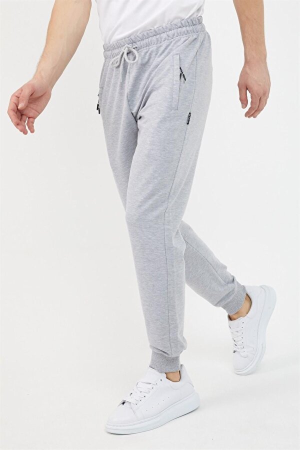 mmetalic Gri Erkek Paça Ribanalı Cep Fermuar Detaylı Eşofman Altı MTLCE08