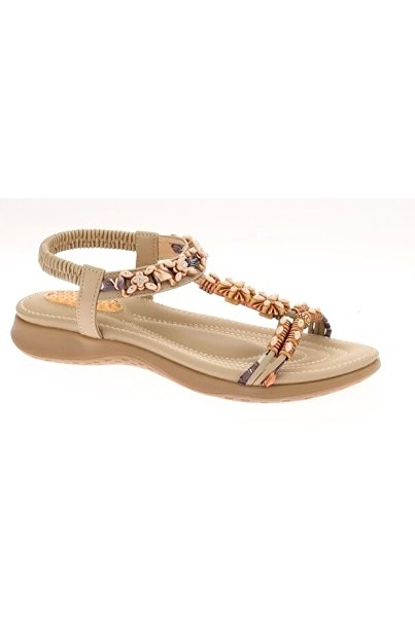 Voyager Kadın Boncuklu Aksesuarlı Rahat Yumuşak Taban Sandalet B320