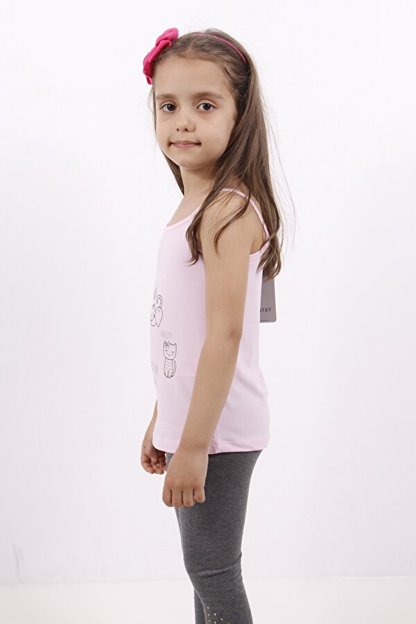 Toontoy Kids Toontoy Kız Çocuk Kedi Baskılı Atlet