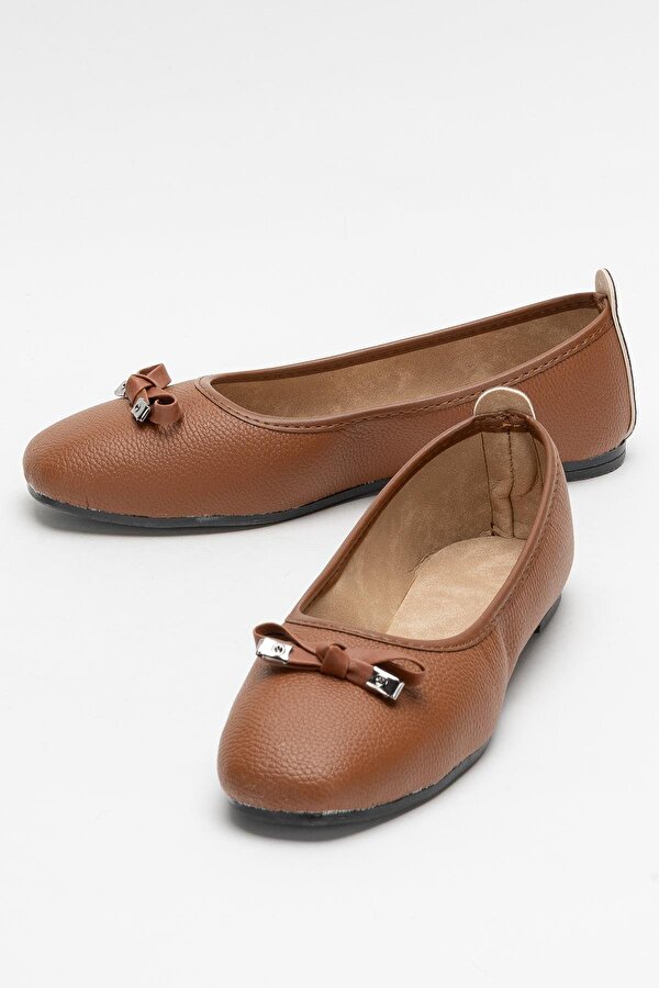 Liger Fiyonklu Günlük Kadın Babet Ayakkabı TABA