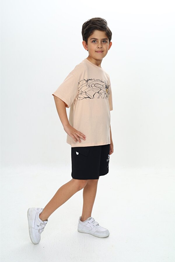 Toontoy Kids Toontoy Erkek Çocuk Smile Yazı Baskılı Şortlu Takım