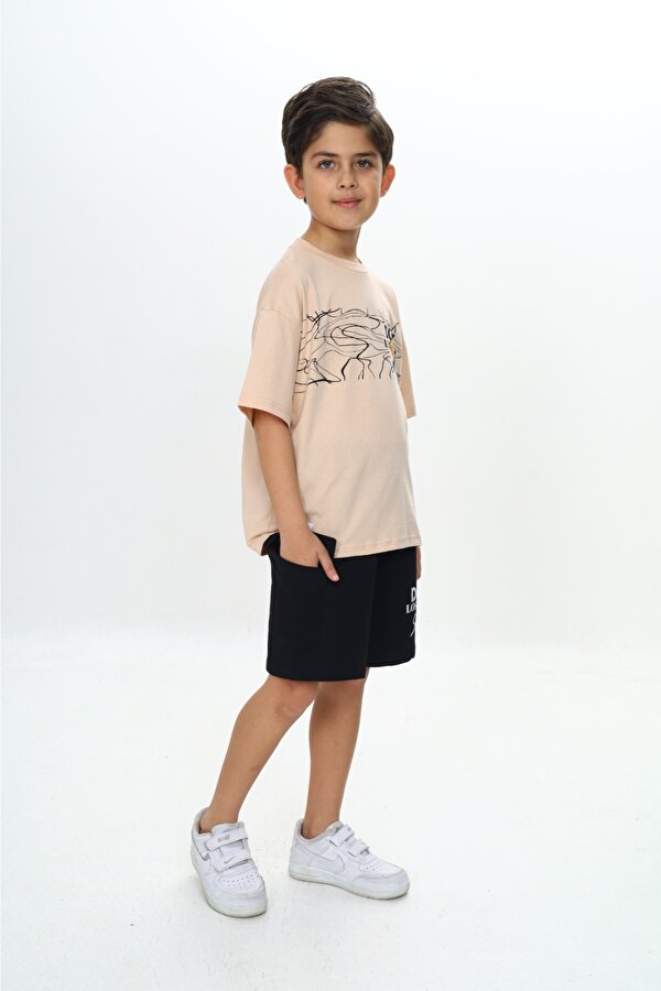 Toontoy Kids Toontoy Erkek Çocuk Smile Yazı Baskılı Şortlu Takım