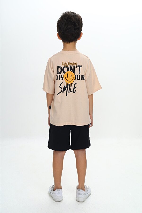 Toontoy Kids Toontoy Erkek Çocuk Smile Yazı Baskılı Şortlu Takım