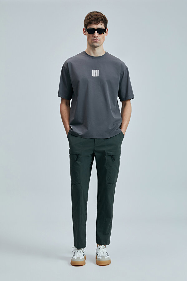 Lufian Erkek Helıx Modern Grafik T-Shirt 111020245 Koyu Gri