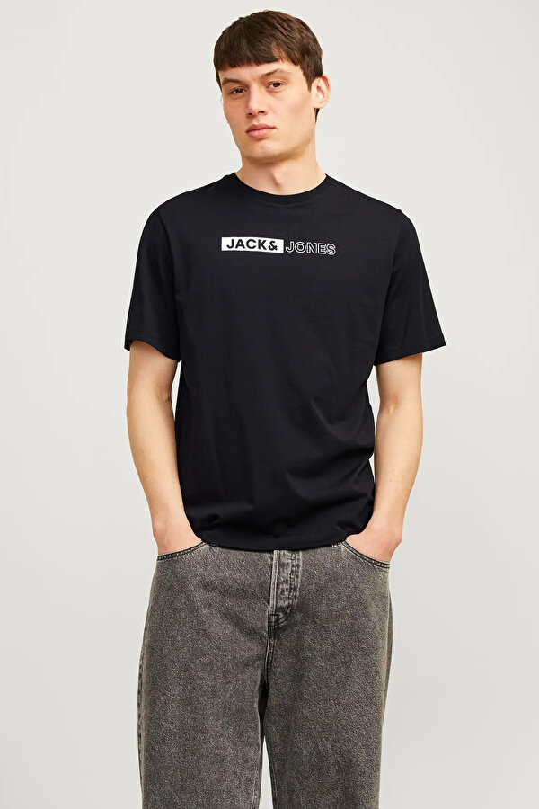 Jack & Jones Erkek Jjecorp Logo Detaylı Kısa Kollu %100 Pamuk T-Shirt 12233999 Black