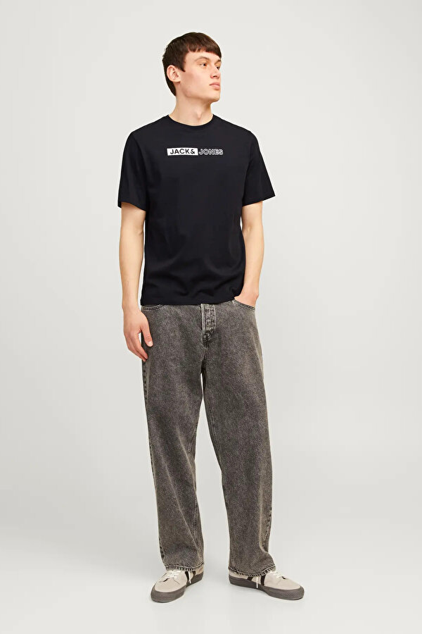 Jack & Jones Erkek Jjecorp Logo Detaylı Kısa Kollu %100 Pamuk T-Shirt 12233999 Black