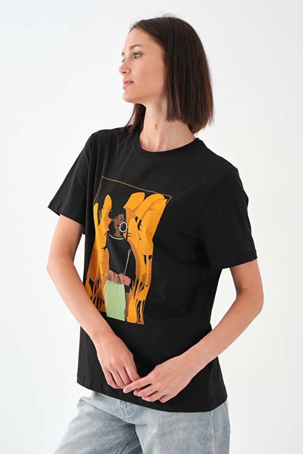 Alexander Gardi BASKILI BİSİKLET YAKA T-SHIRT (A21-10520)