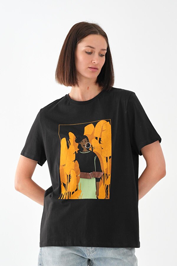 Alexander Gardi BASKILI BİSİKLET YAKA T-SHIRT (A21-10520)