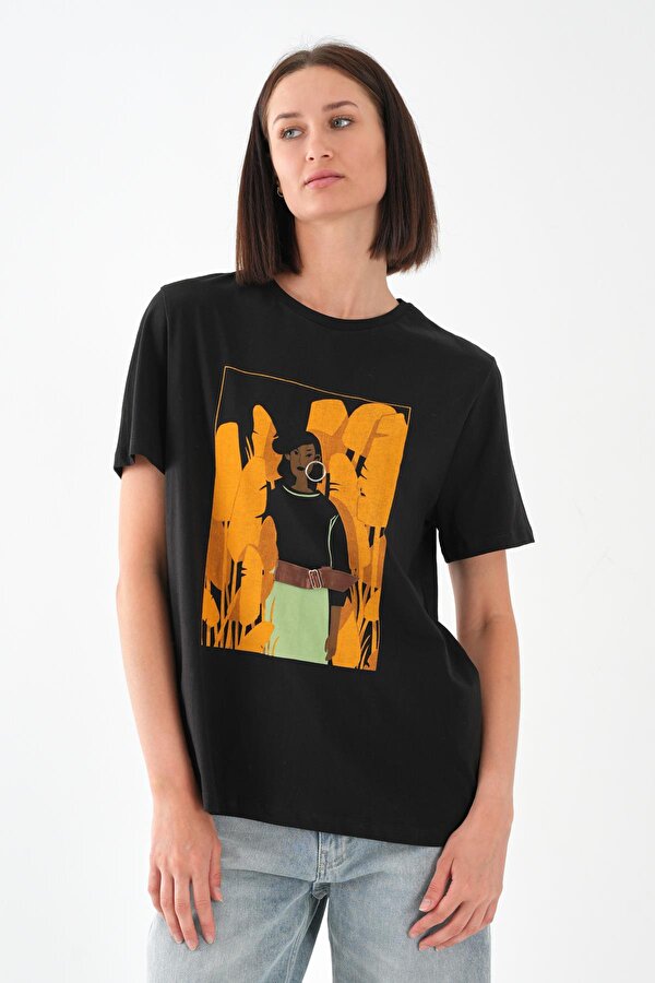 Alexander Gardi BASKILI BİSİKLET YAKA T-SHIRT (A21-10520)