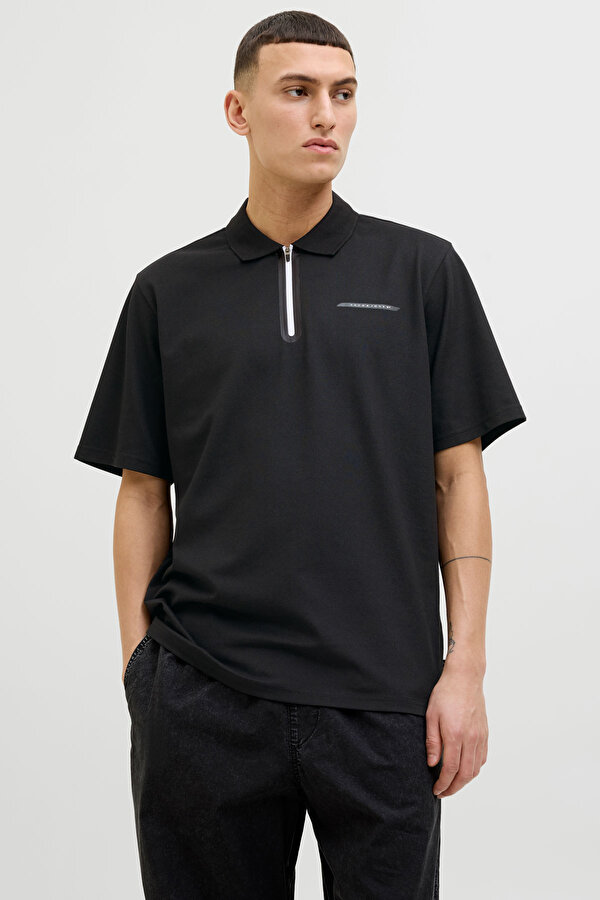 Jack & Jones JCOFUSION PIQUE POLO SS S Siyah Erkek Kısa Kol T-Shirt