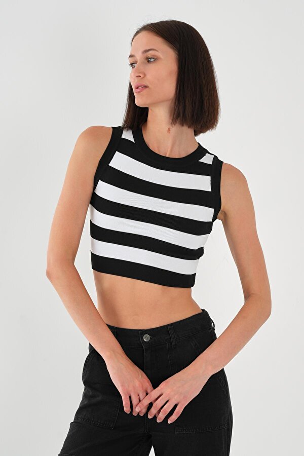 Alexander Gardi ALEXANDERGARDI Kadın Çizgili Standart Triko Crop Atlet