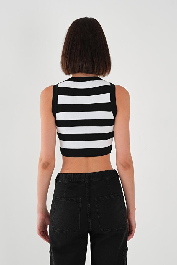 Alexander Gardi ALEXANDERGARDI Kadın Çizgili Standart Triko Crop Atlet