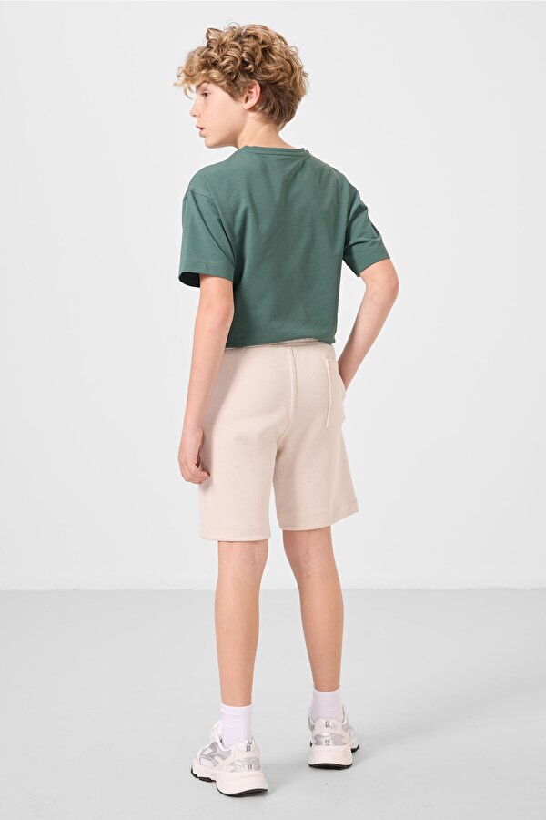 TOMMYLIFE Bej Pamuklu Yumuşak Dokulu Standart Fit Basic Erkek Çocuk Şort - 11293