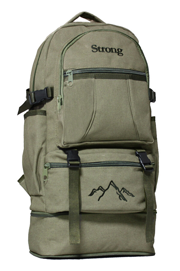 Strong Bag Unisex Körüklü Kanvas Kumaş Laptop Bölmeli Outdoor Sırt Çantası Dağcı Sırt Çantası Escp02 HAKİ YEŞİL
