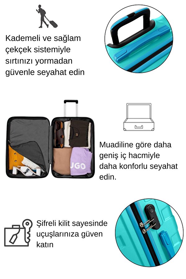Louisiana Polo 2'li Valiz Seti Büyük Boy - Kabin Boy Su Yeşili 1167