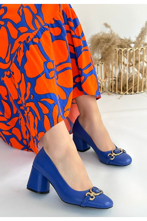 Pabucmarketi Mavi Kadın Topuklu Ayakkabı