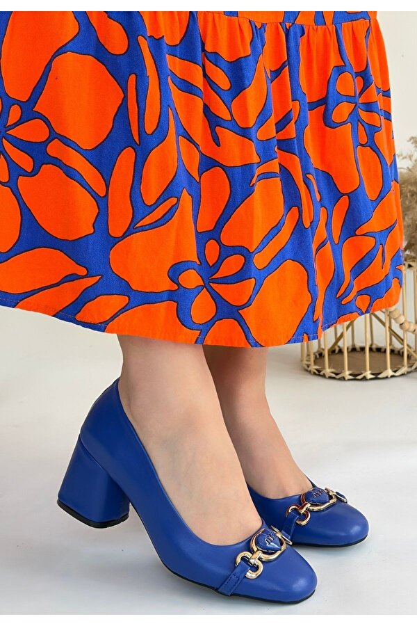 Pabucmarketi Mavi Kadın Topuklu Ayakkabı