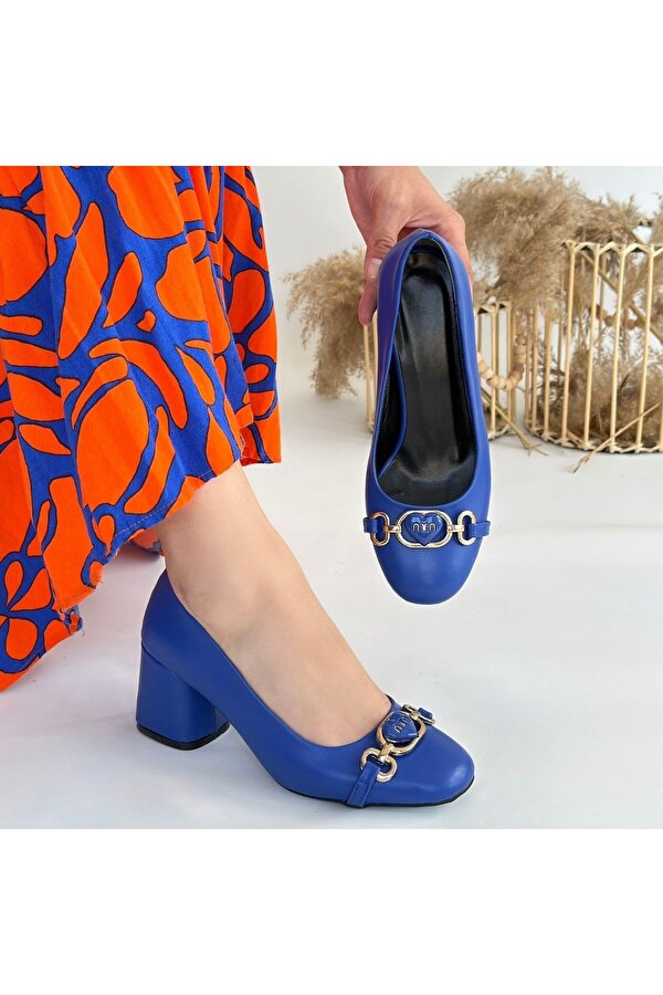 Pabucmarketi Mavi Kadın Topuklu Ayakkabı