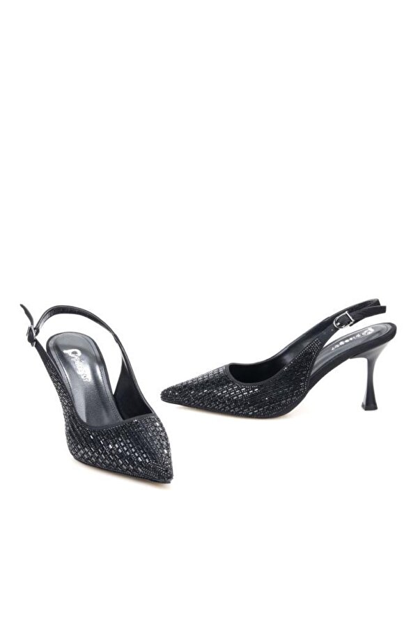 PİSAGOR Pisagor Ps-31971 8 Cm Topuklu Kadın Taşlı Arkası Açık Stiletto Abiye Ayakkabı