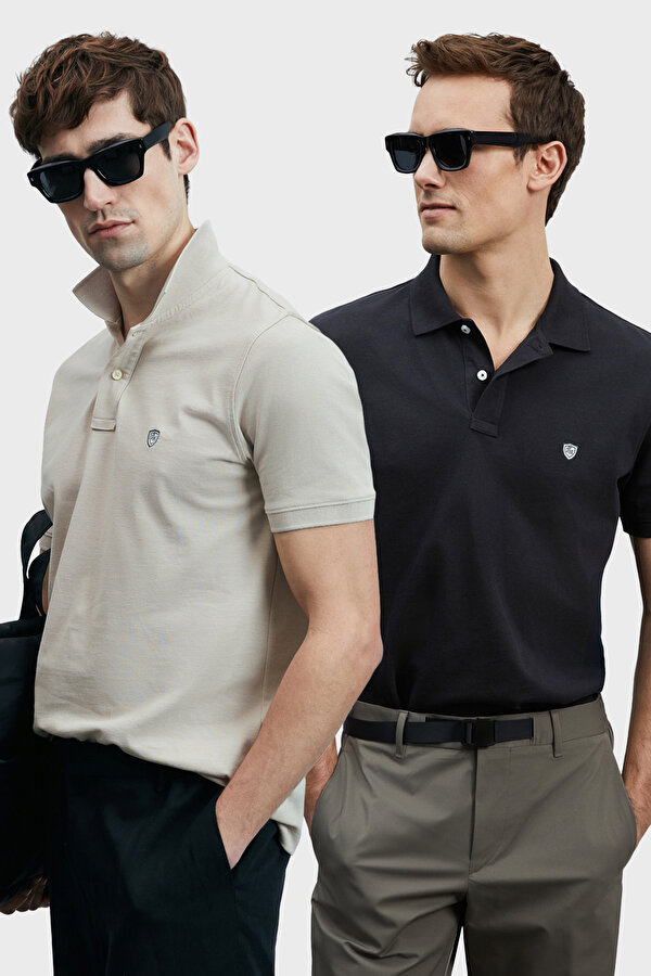 Lufian Erkek T Shirt 111040206S2 SİYAH-EKRU