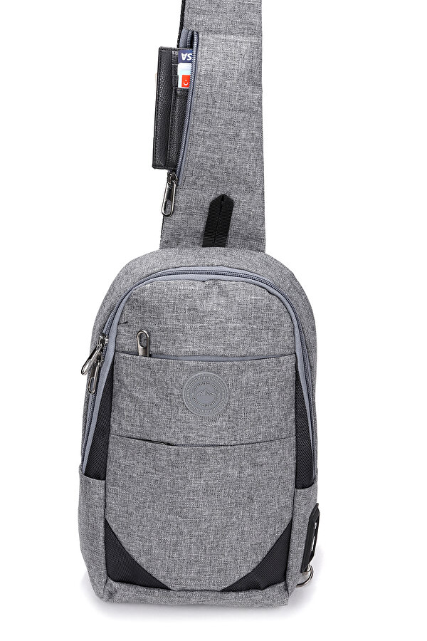 Strong Bag STRONG Kulaklık Çıkışlı Tek Kol Göğüs ve Sırt Çantası ,Çapraz Çanta Body Bag TK02 GRİ