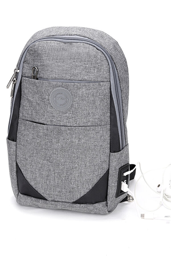 Strong Bag STRONG Kulaklık Çıkışlı Tek Kol Göğüs ve Sırt Çantası ,Çapraz Çanta Body Bag TK02 GRİ