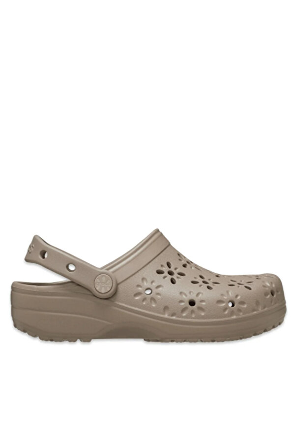 Crocs Classic Floral Cut Out Clog Kadın Terlik Kahverengi