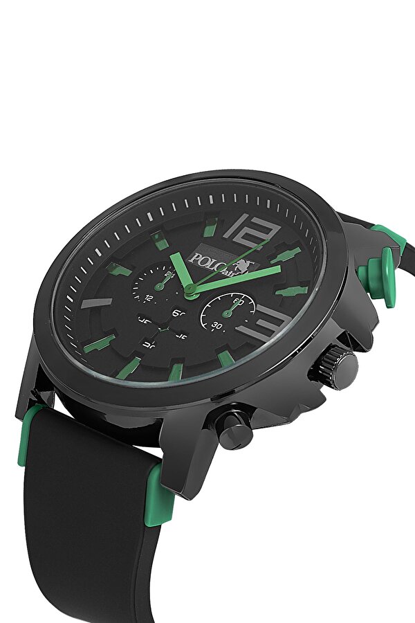 Polo Air Silikon Kordon Spor Erkek Kol Saati Siyah Yeşil Renk PL-0983E3x
