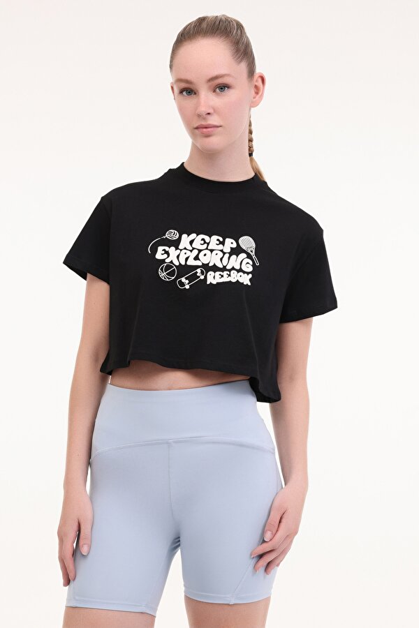 Reebok CHECK CROP TEE Siyah Kadın Kısa Kol T-Shirt